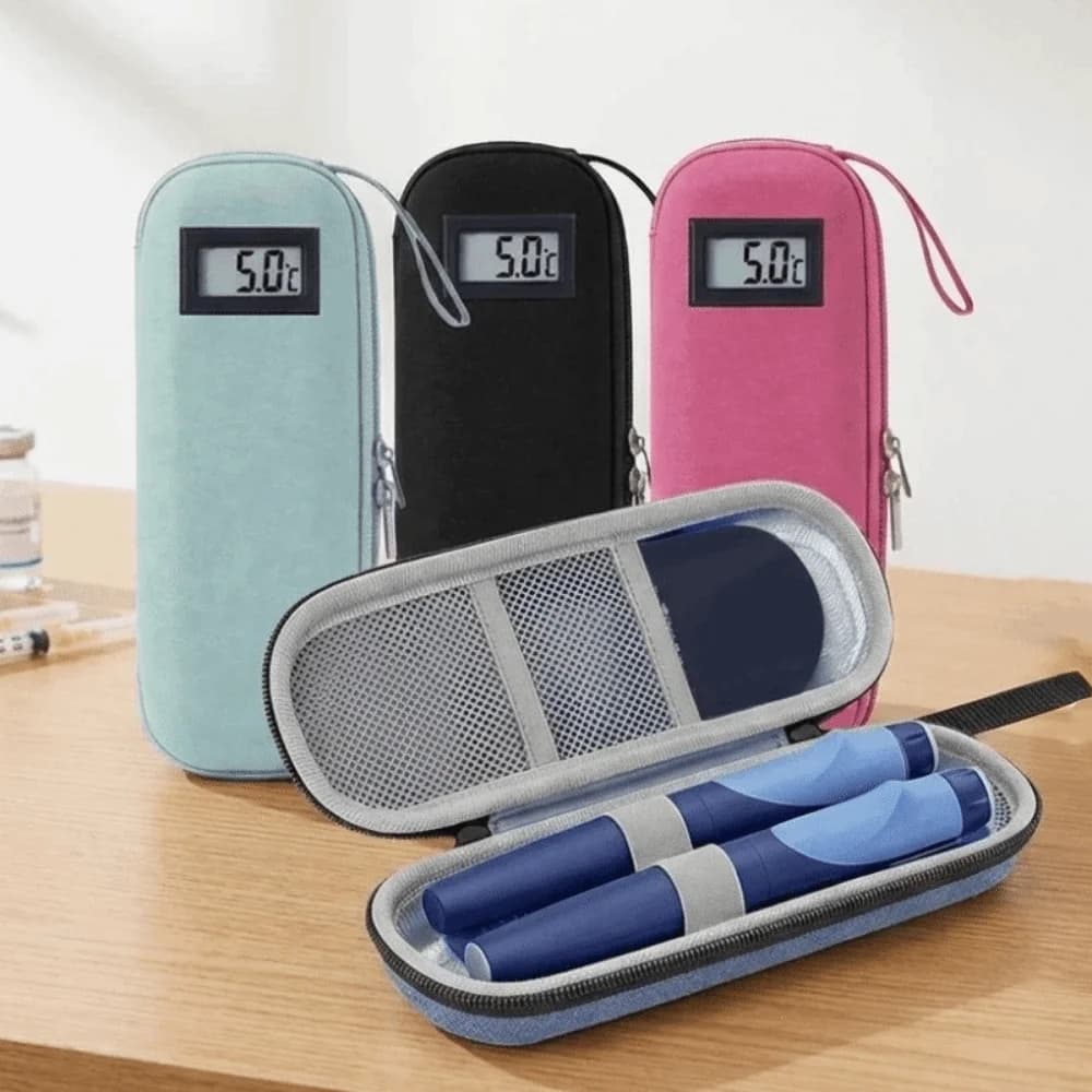Borsa Termica per Insulina in Tessuto Oxford, Protezione per Flaconi di Insulina, Custodia Impermeabile per Flaconi di Insulina con Display Termometro