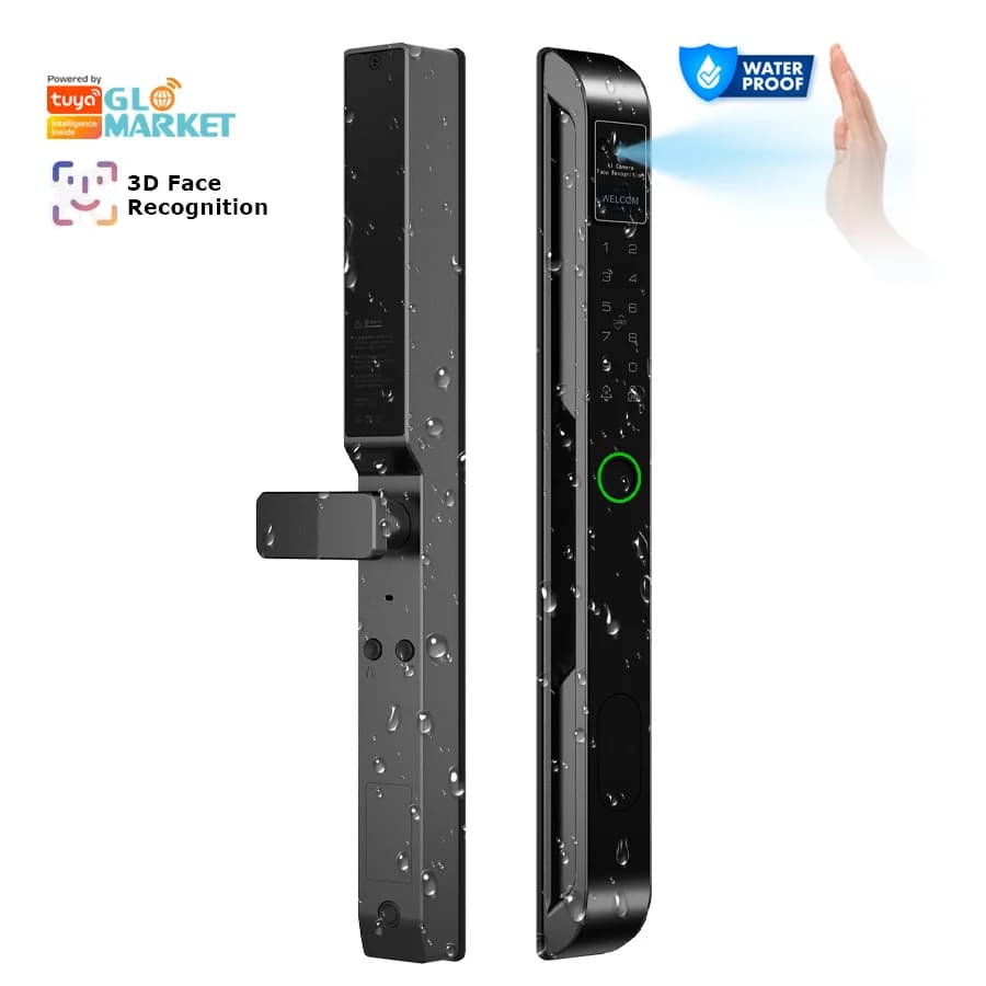 Glomarket Slim Waterproof Intelligent Face Digital Locks Fingerprint Password Tuya Wifi Smart Door Lock