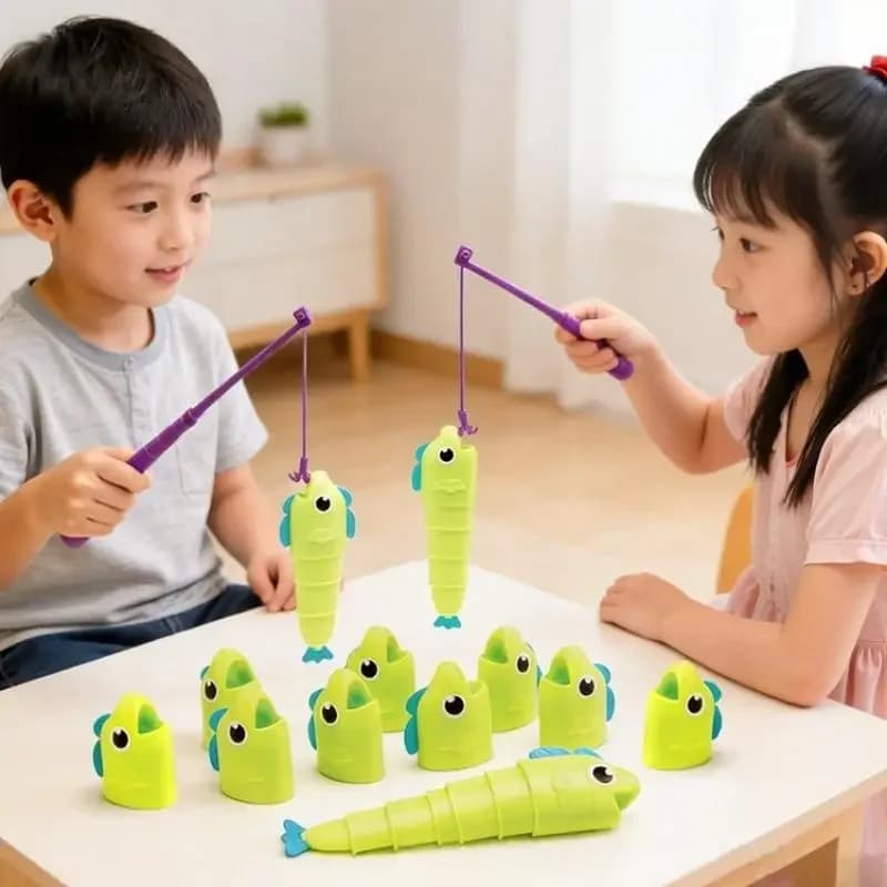 SUSU Set di 1 Gioco Educativo Puzzle Genitore-Figlio per Bambini, Tavolo da Pesca Estensibile per Mini-Giochi di Combattimento