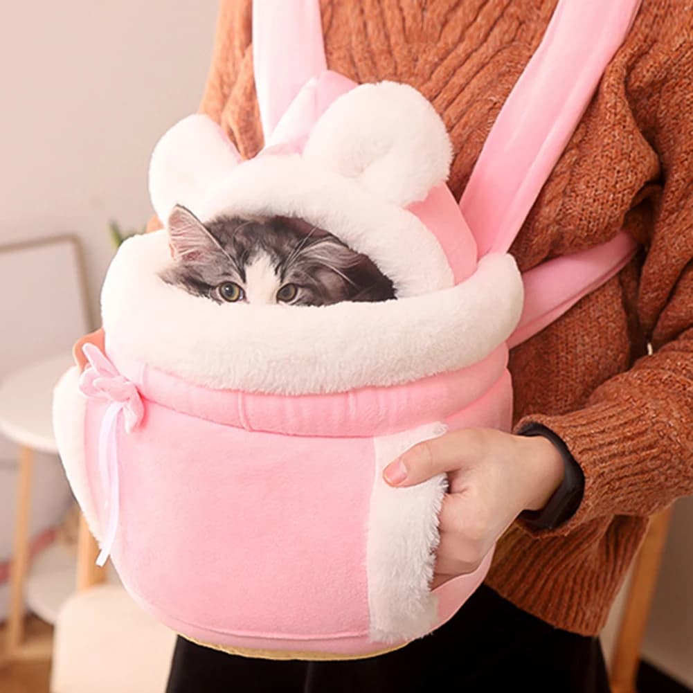 Borsa Trasportino per Animali Domestici, Zaino in Peluche per Cani e Gatti, Cuccia Calda Invernale per Viaggi e Passeggiate, Trasportino Portatile da Petto per Gattini e Cuccioli