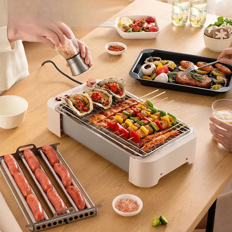 Griglia Automatica Rotante a 6 Tubi per Hot Dog e Salsicce, Rullo Arrosto per Colazione, Piastra Teppanyaki per Cottura Mais, Spiedini e Kebab