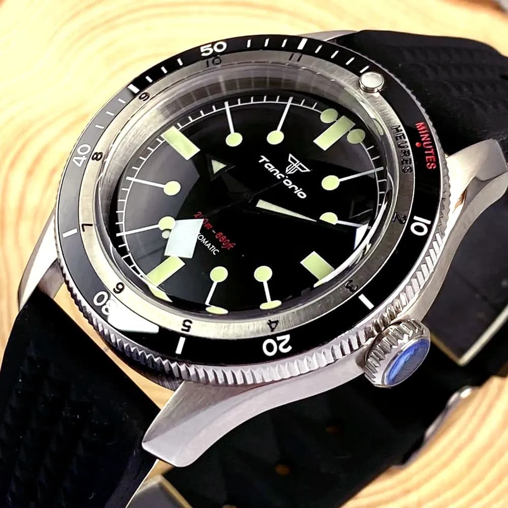 Orologio Automatico da Uomo Tandorio 40mm con Doppio Ghiera, Vetro Zaffiro, Movimento Giapponese NH35A PT5000, Impermeabile 20ATM, Ghiera Girevole a 120 Scatti, Lume