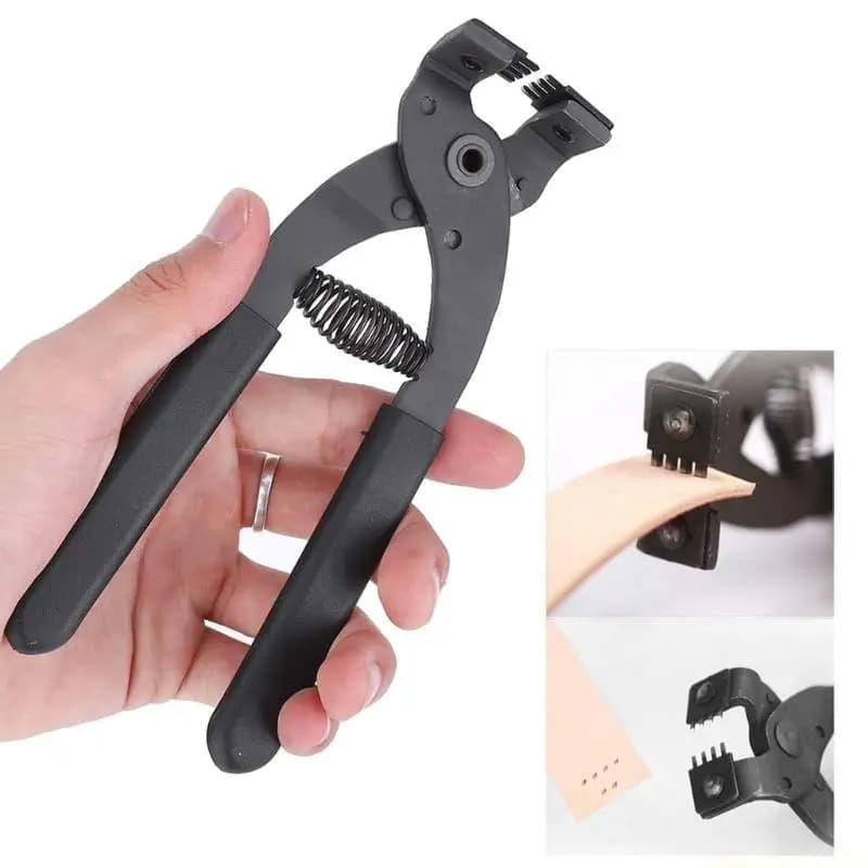 QX2E 2 punte/4 punte pinza per perforatrice in pelle resistente strumento punzonatura in acciaio carbonio per cintura per