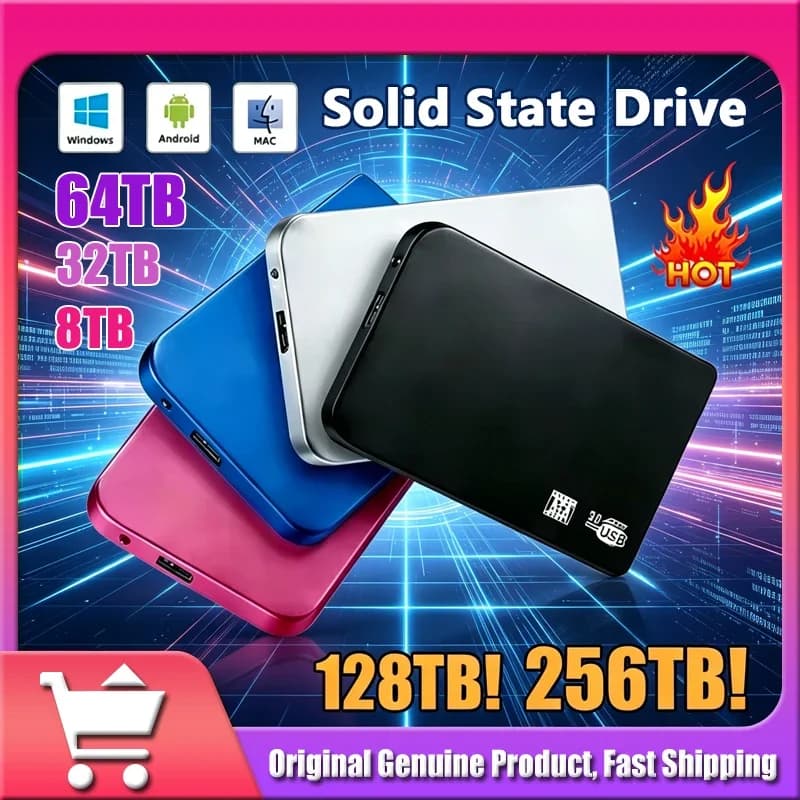 Nuovo SSD Esterno Portatile ad Alta Velocità 2026 da 4TB 8TB 16TB, Interfaccia USB 3.0, Unità a Stato Solido Mobile da 128TB