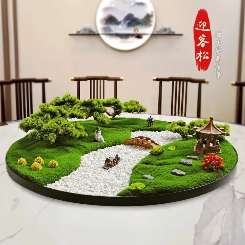 Hotel grande tavolo rotondo giradischi ornamento centrale tavolo da pranzo fiore pendolo fiore decorazione rotonda micro paesaggio linguetta rotonda