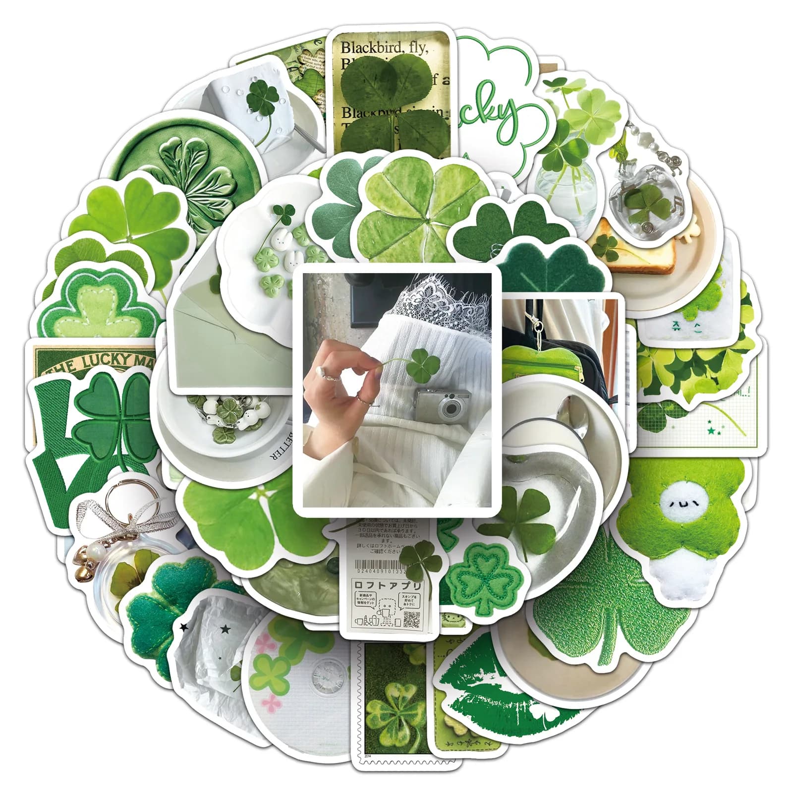 50Pcs four leaf clover ins Stickers for Decoration Water Bottle Bike Skateboard Luggage Toy Snowboard Helmet motorcycle Gifts