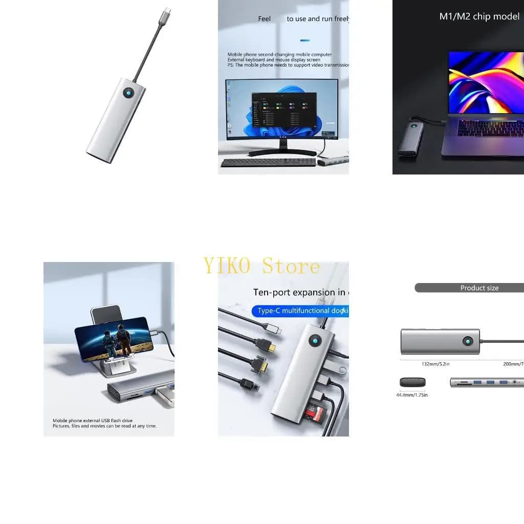 Adattatore USB C K32C 10 in 1 con docking station Video 4K30hz USB3.0 5Gbps RJ45 PD100W