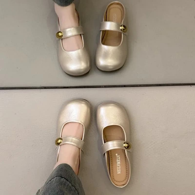 Women's Low Heel Outdoor Wear Closed Toe Slip on Mule Mary Jane Casual Slipper Korean Style 2026 Spring Autumn New Arrival