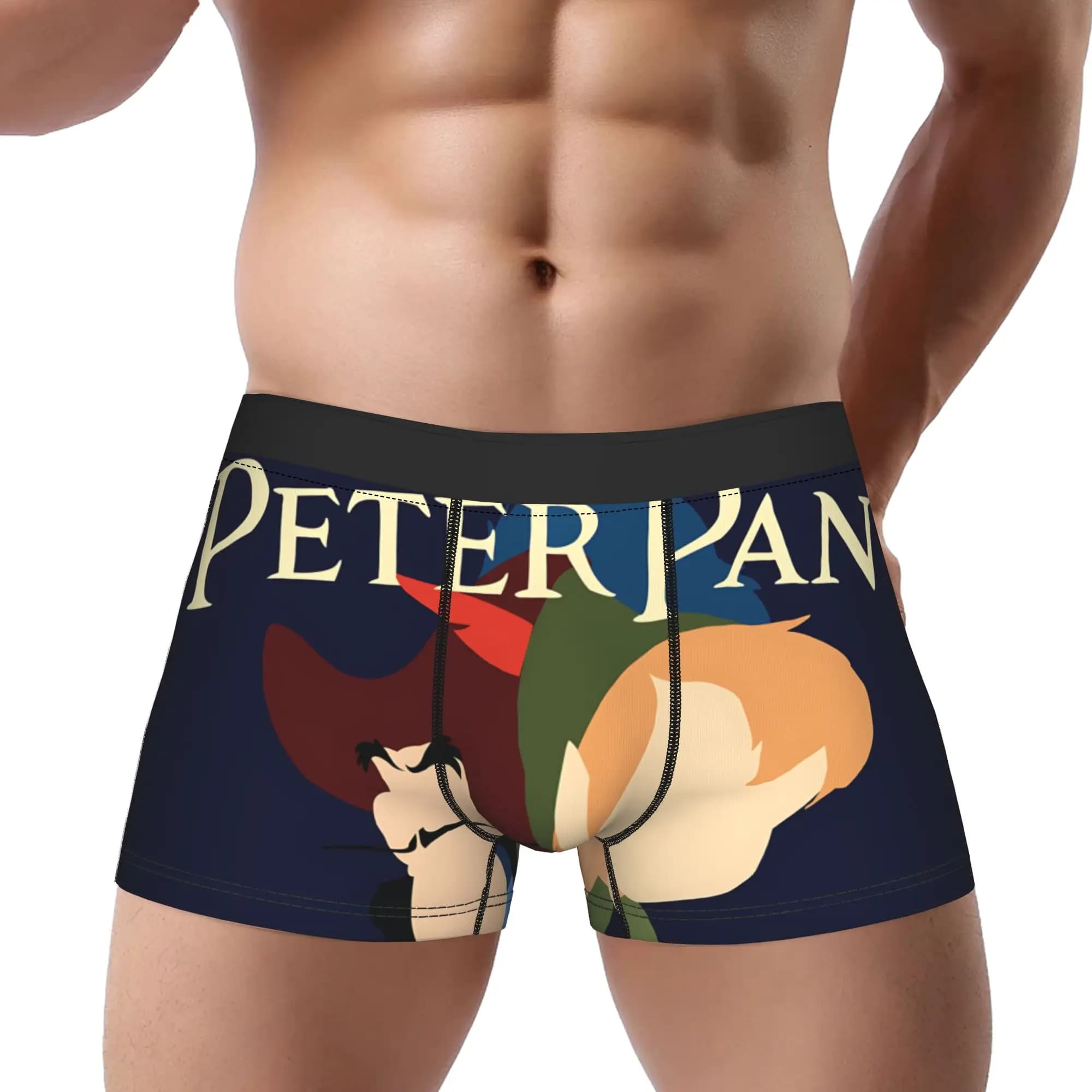 1 pezzo You Can Fly Peter Pan Underpants Mutandine traspiranti da uomo con stampa di pantaloncini