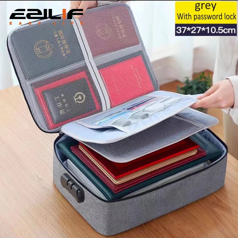 Valigetta per organizer per documenti Porta cartelle a 3 strati Borsa da donna per uomo Borsa per passaporto Custodia per file funzionale sicura per la casa