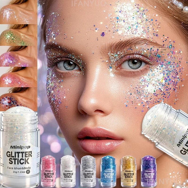 Sparkling Sequins Glitter Stick Mult-use Face Body Painting Glitter Powder Eye Shadow Glitter Highlighter Festival Stage Makeup