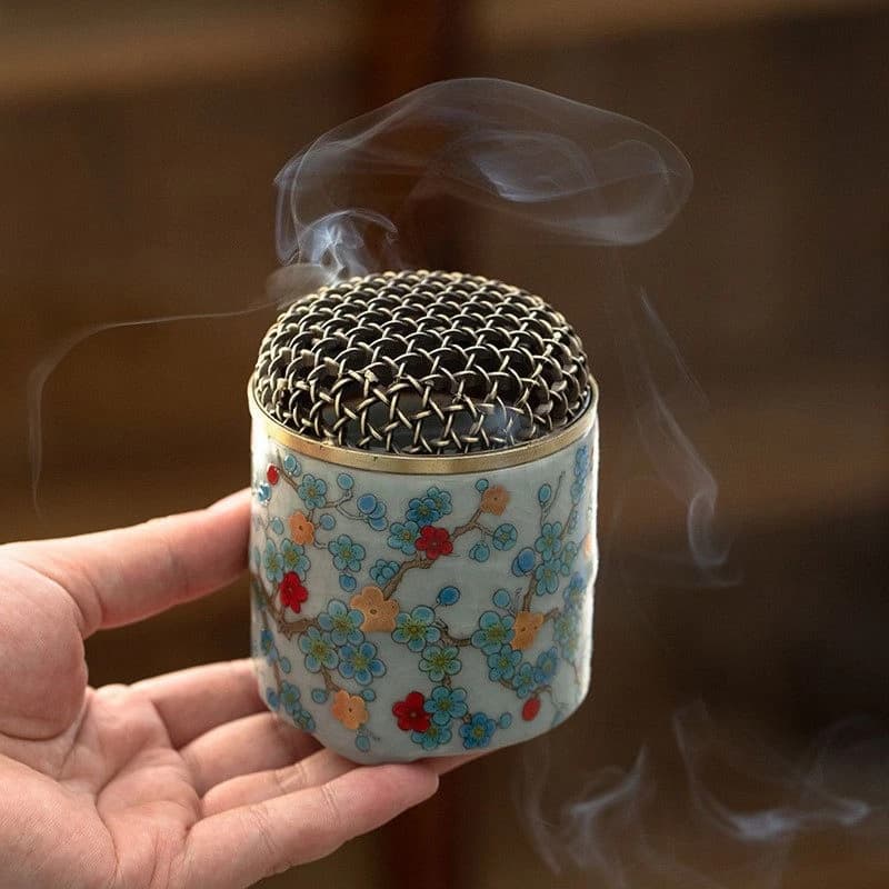Retro Ru Kiln Ceramic Incense Burner Small Household Indoor Tea Ceremony Incense, Agarwood and Sandalwood Aroma Diffuser Tools