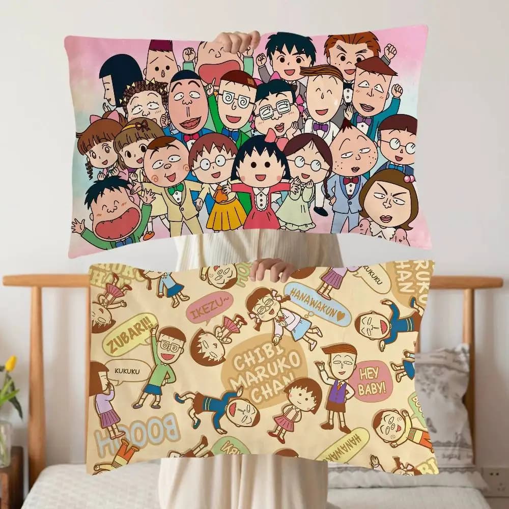 Cuscino in poliestere ad asciugatura rapida Catoon Chibi Maruko Chan - Doppio uso per viaggi e casa, leggero e compatto