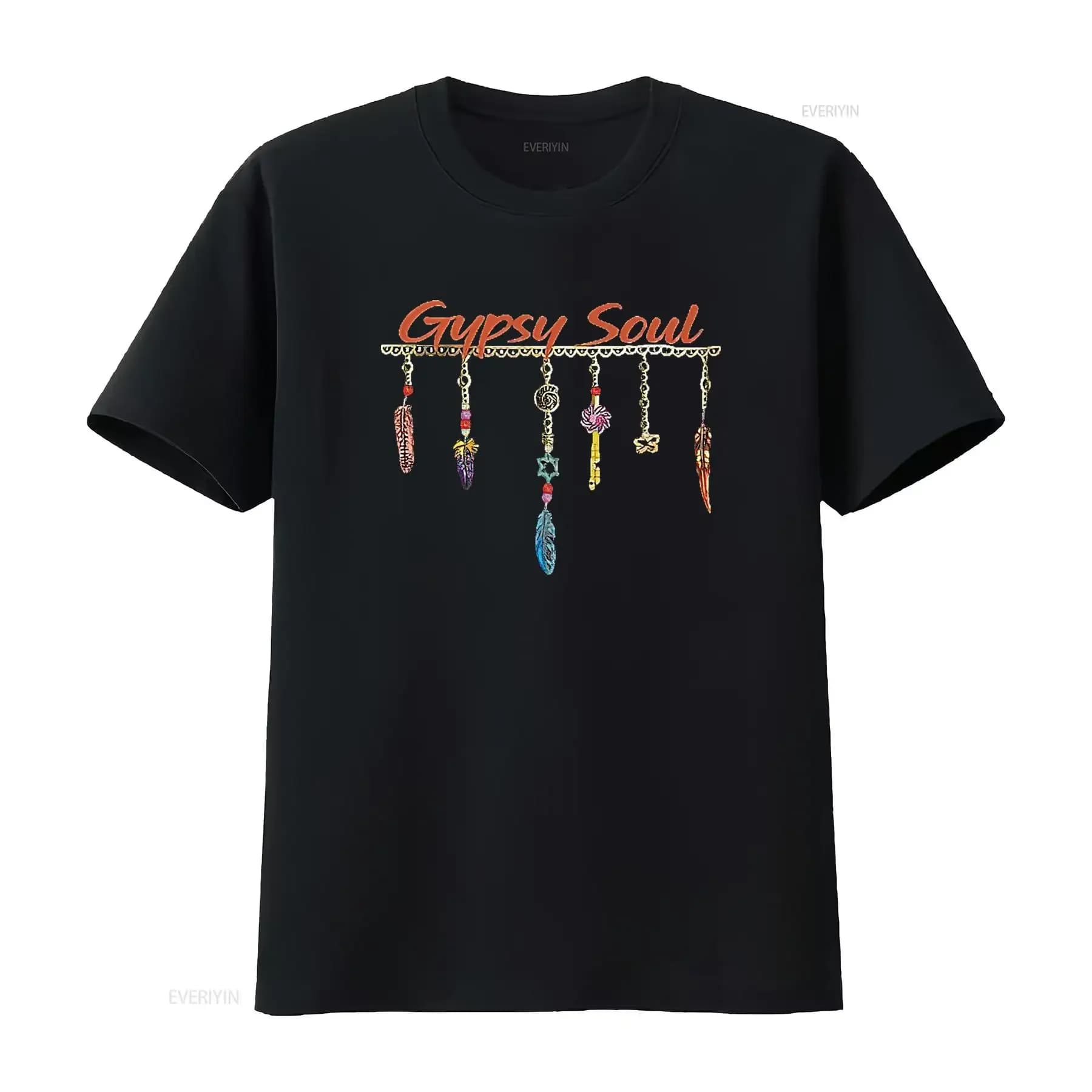 Cute Gypsy Soul Bohemian Boho Mad Hippie Dreamcatcher Womens T Shirt Black 2X Large vintage Washed streetwear homme Stylish
