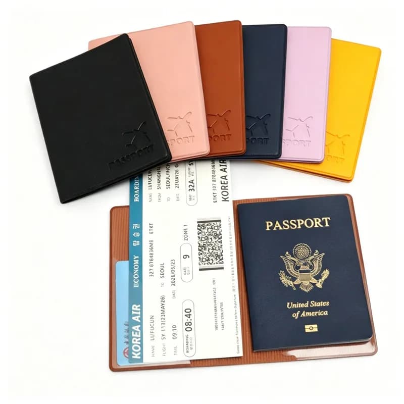 Airplane Passport Cover Case for Women Men PU Leather Passport Holder Unisex Travel Accessories Portable Document Storage Wallet