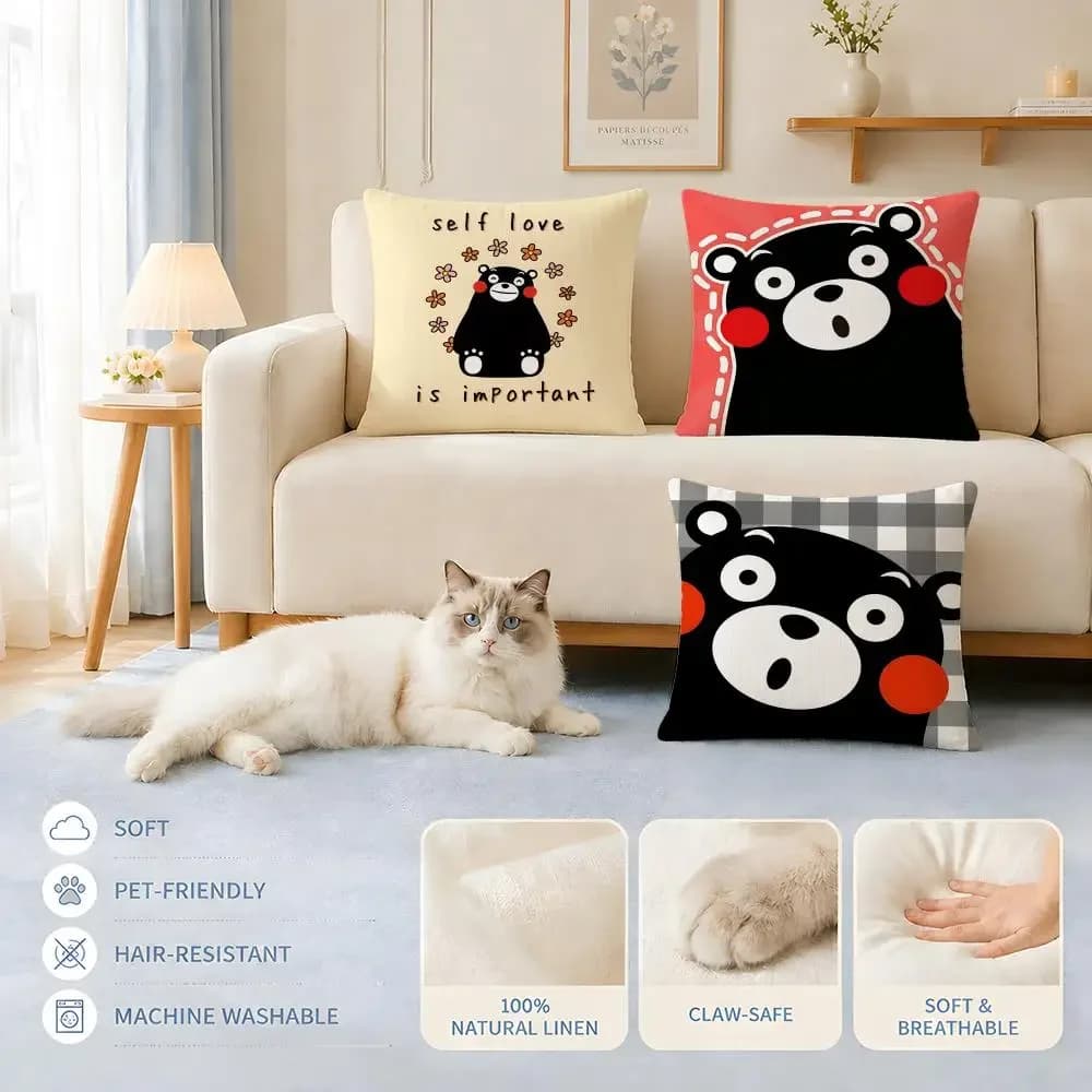Fodere per cuscini Divano Adatte a cani e gatti Fodere per cuscini decorativi K-kumamonS con personaggi dei cartoni animati per sedie 45x45 40x40