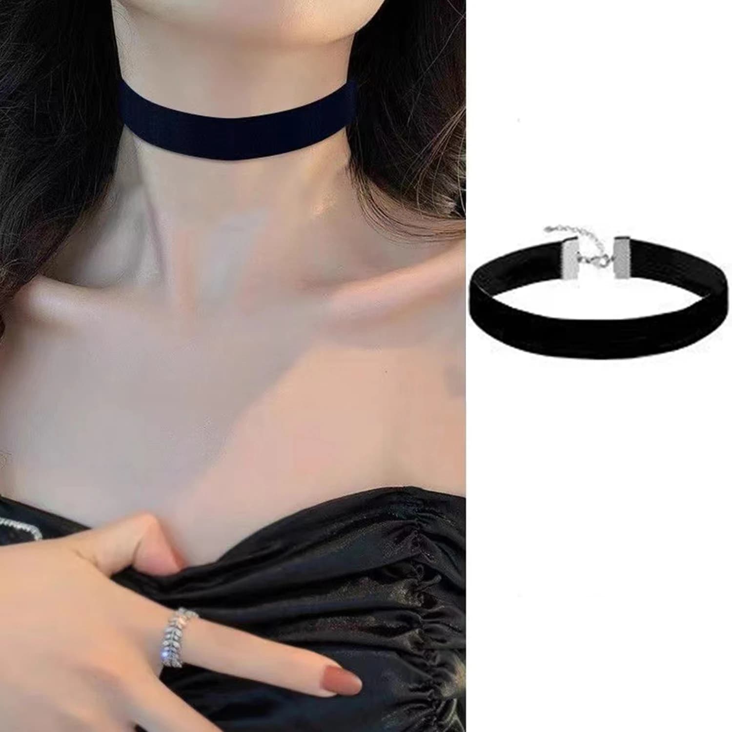 Collane girocollo in velluto nero punk gotico sexy alla moda Accessori per gioielli da festa per ragazze da donna con catena semplice vintage clavicola