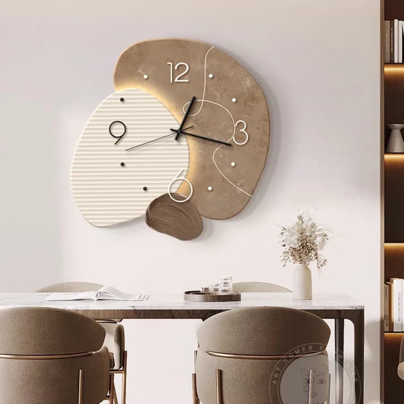 Wall clock for living room, decorative painting, stone for running, silent creative clock