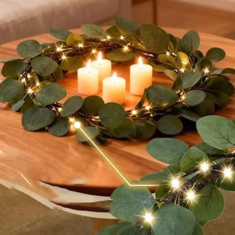 Ghirlanda di vite d'oliva da 6 piedi con 96 lucine a LED scintillanti alimentate a batteria progettate per il posizionamento di impostazioni di casa e eventi