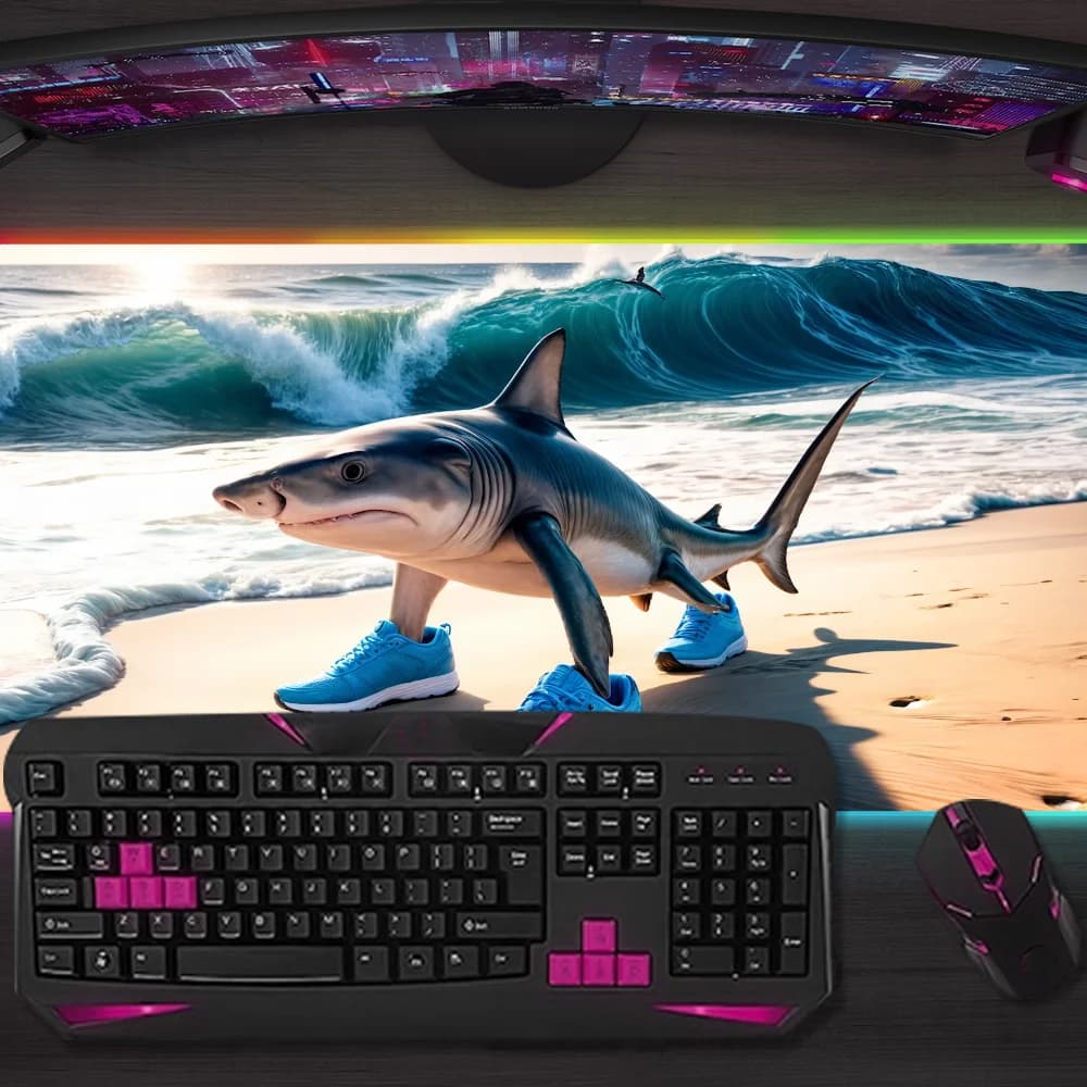 Tappetino per Mouse Italiano Divertente e Carino, Mousepad da Gaming con LED, Tappetini da Tavolo Micro USB Retroilluminati, Tappetini da Scrivania RGB in Gomma XXL