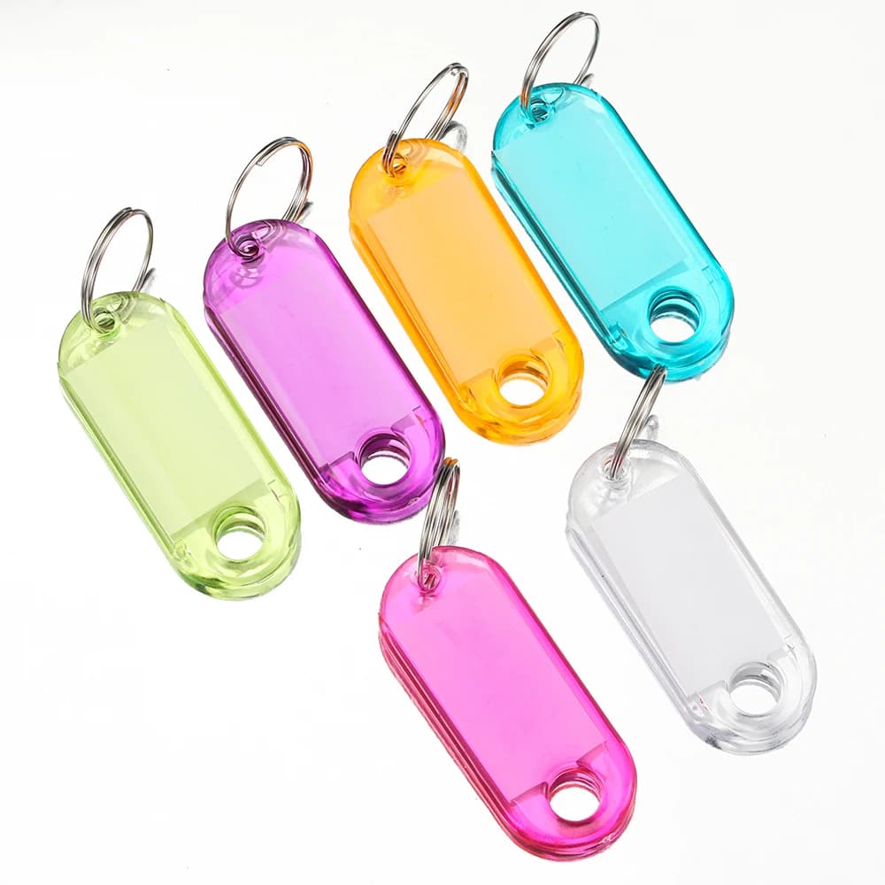 10 pcs colored key labels plastic keychain divided paper labels transparent windows organizer of flexible keys diy object identifiers label for luggage
