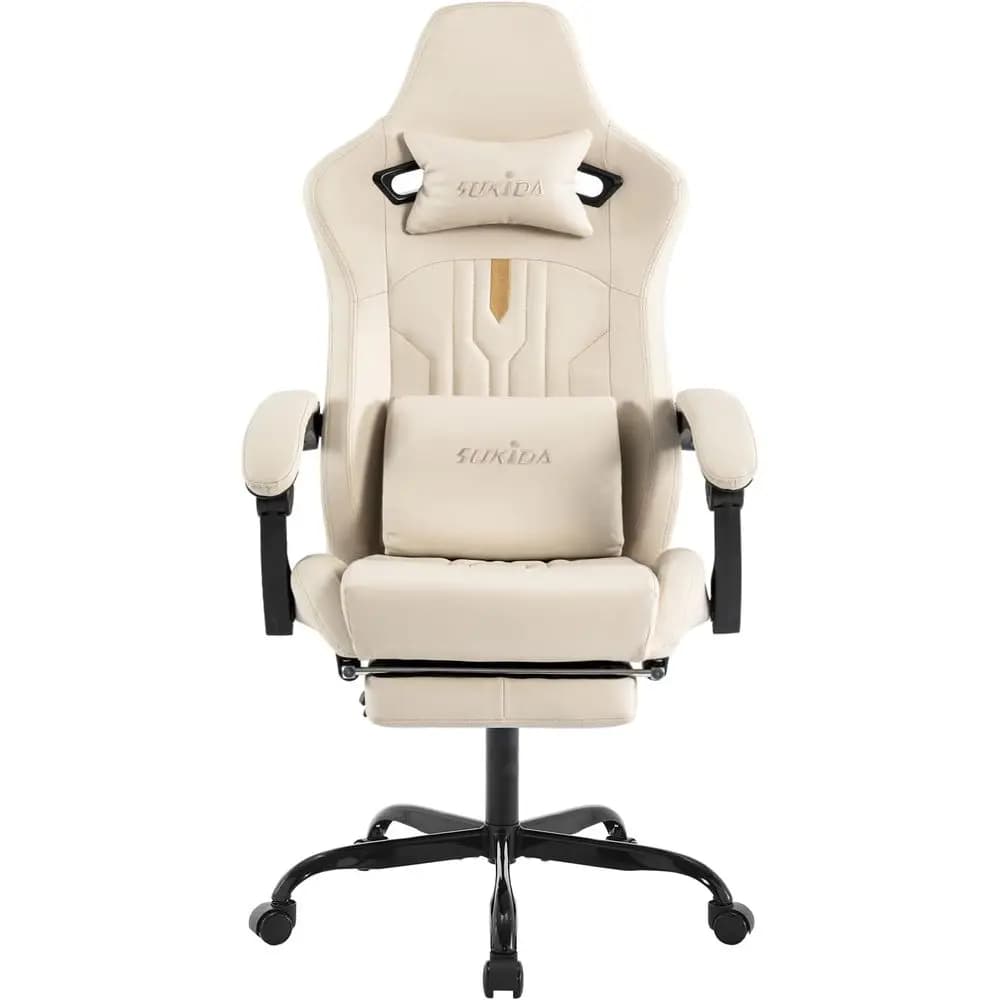 Sedia da Gaming Ergonomica con Cuscino Lombare Massaggiante, Reclinabile Regolabile per Videogiochi, Sedia da Ufficio Direzionale per Adulti