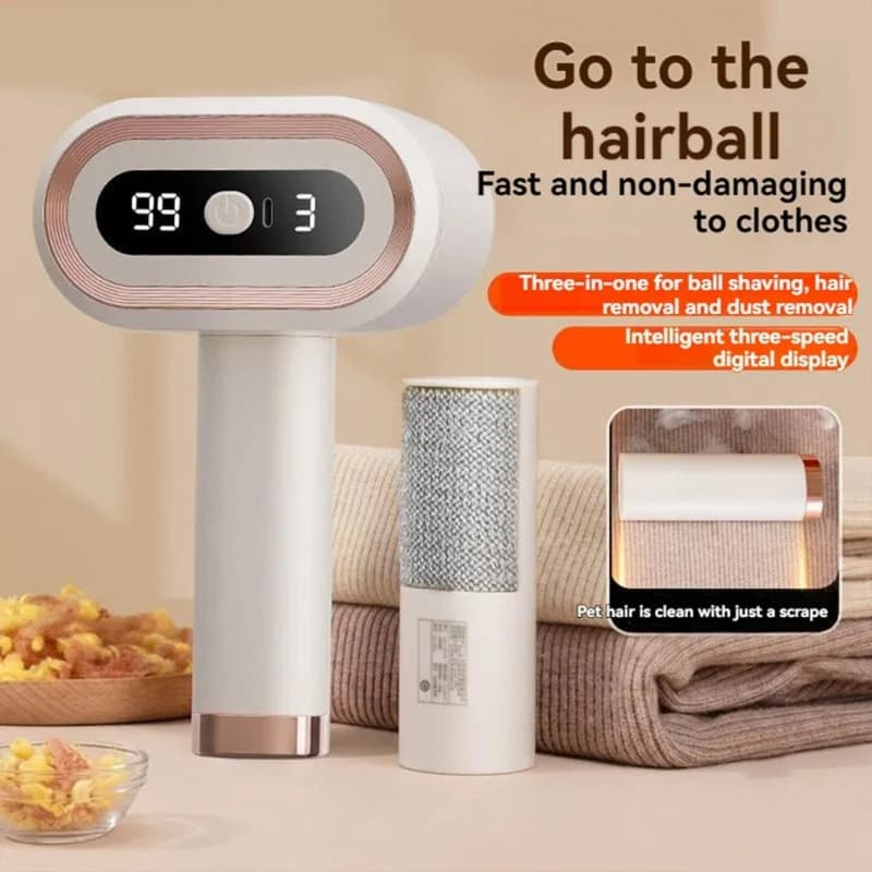 B06B-Dual-Core Dual-Head Fabric Shaver With Digital Display - ABS Material, Corded & Cordless