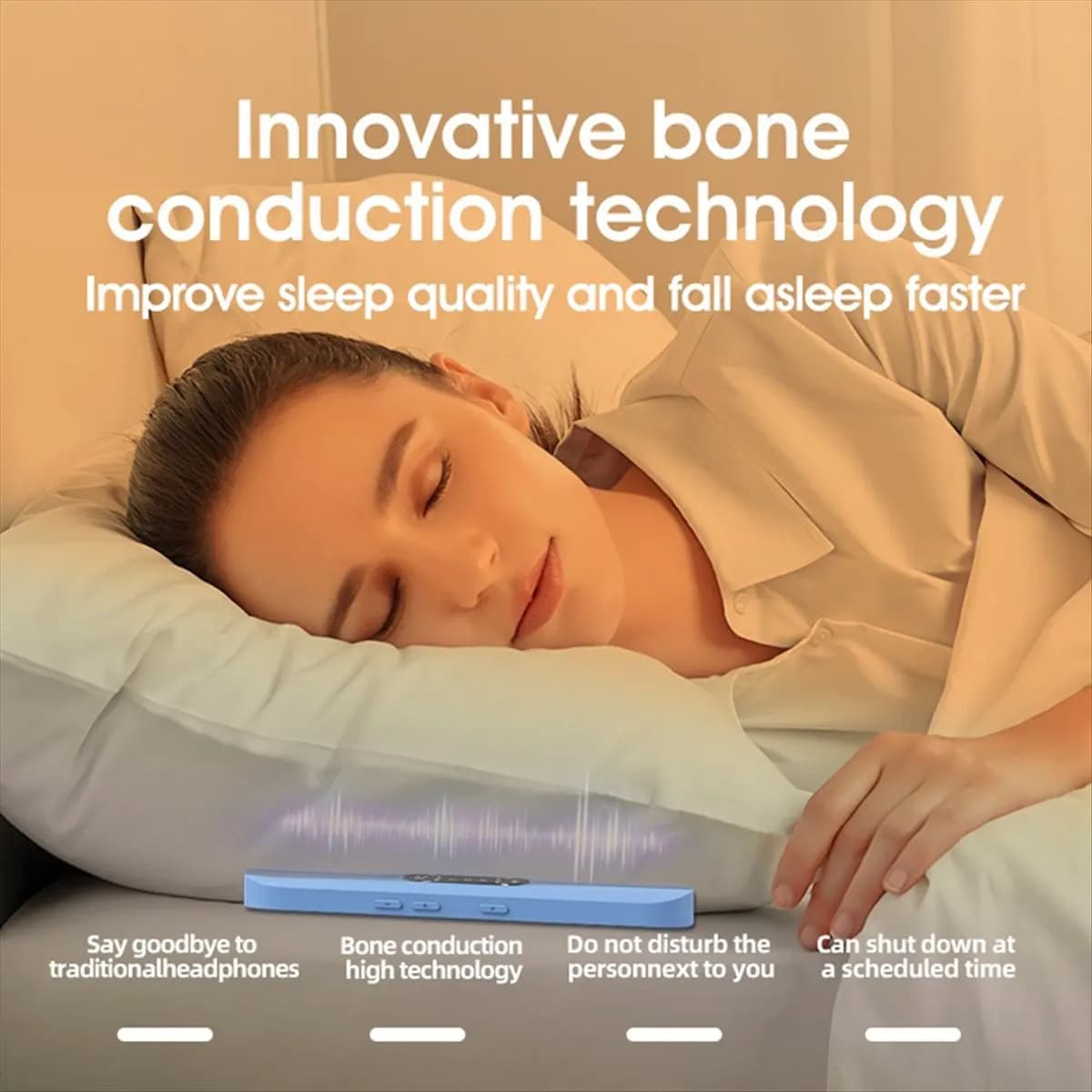 Super Sale Bone Conduction Wireless Bluetooth Music Box Sleep Speaker LED Screen Sleeping Pillow Bluetooth Small Speaker Blue