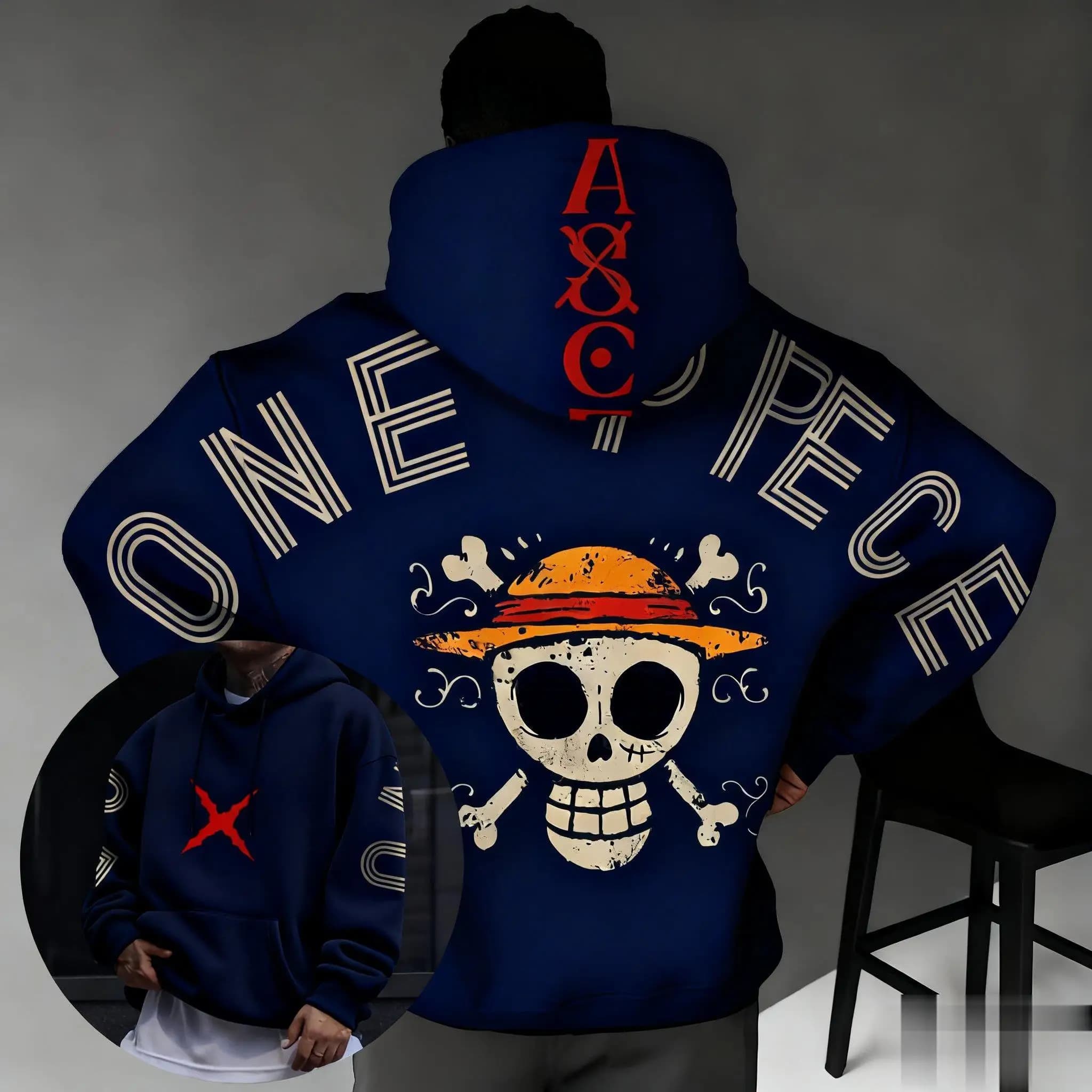 Y2k Felpa con cappuccio oversize in un unico pezzo Donna Uomo Giacca pullover con stampa anime Streetwear Autunno Inverno Nuova felpa Top a maniche lunghe