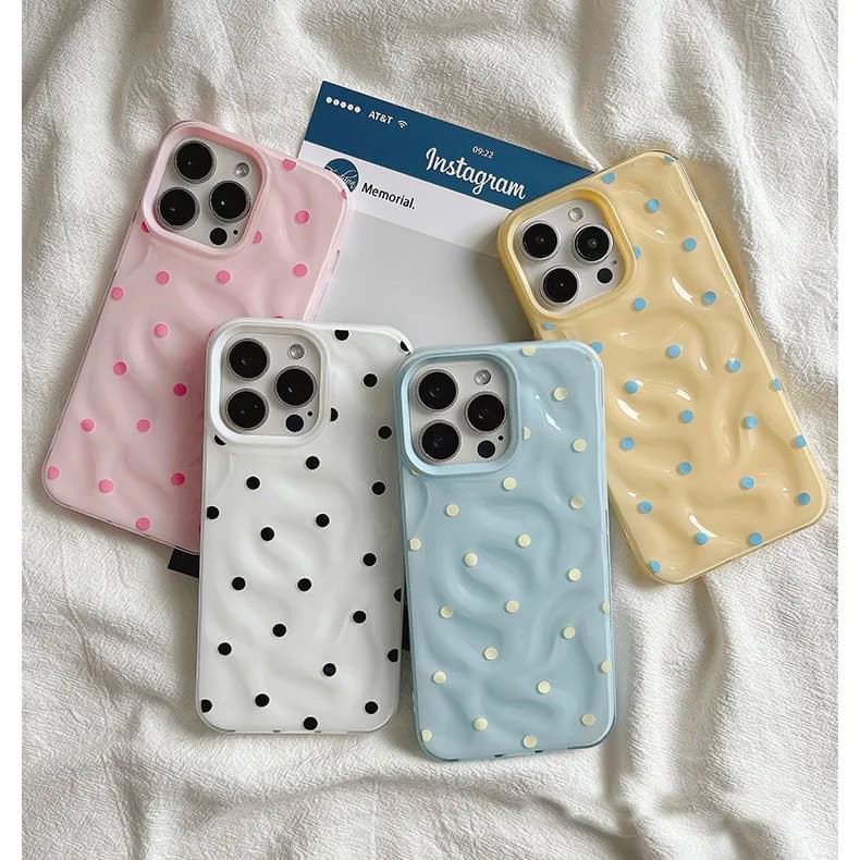 Custodia a pois neri per IPhone 16 15 Plus 12 13 11 17 Pro Max Bella copertura per Iphone 16 15 14 Plus Custodia Cover Funda Bumber