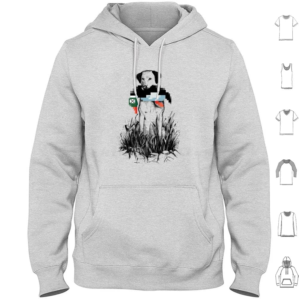 Famose Hunters Felpa con cappuccio in cotone a maniche lunghe 8 bit Pixel Erba Classica Vintage Nes Duck Hunt Dog Cultura pop Parodia carina Geek