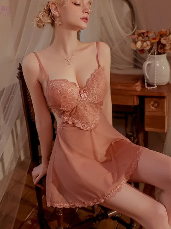 New Lingerie Sexy Hanging Mature Charm Bold Strap Lace tentation Hot Steel Ring Gathering con cuscino sul petto abito femminile QPTE
