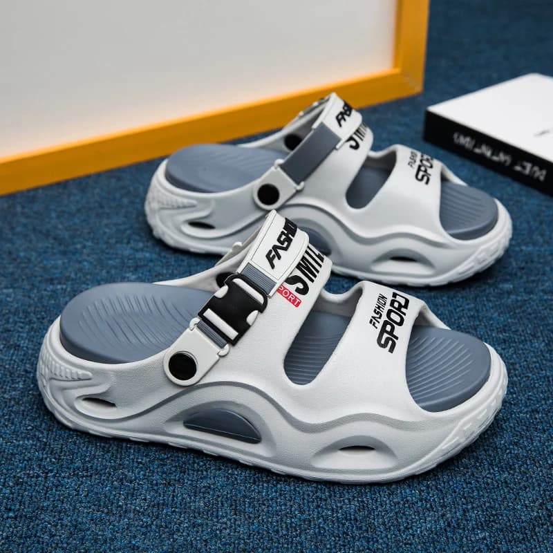 Men's Summer Casual Slip-On Sandals Soft Bottom Outdoor Wearable Anti-Slip Driving Two-Purpose Trendy Sports Beach Shoes