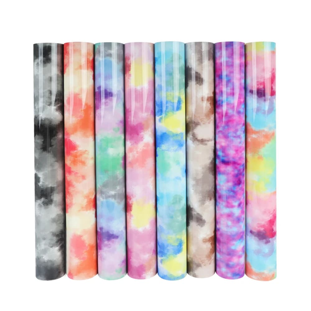 Vinile HTV tie-dye da 8 pezzi, vinile a trasferimento termico per magliette, ferro su vinile per tutte le macchine da taglio, vinile permanente, facile da tagliare e noi