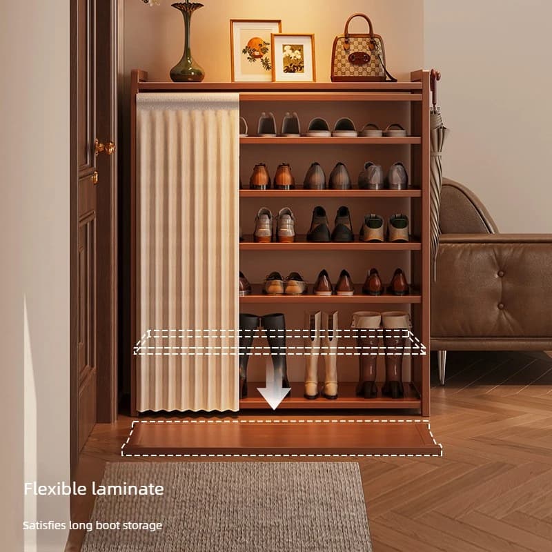 Light Luxury Dust-Proof Cloth Curtain Storage Rack, Shoe Cabinet, Multi-Layer Narrow Shoe Rack, Living Room Storage Rack