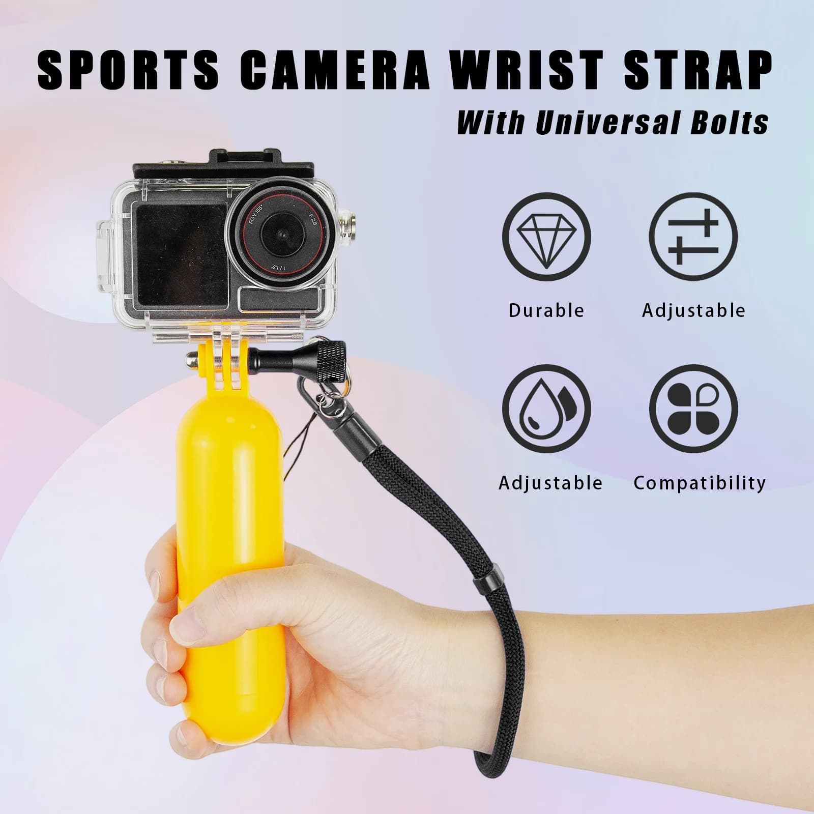 Action Camera Wrist Strap Adjustable Non-Slip Handler Lanyard Scuba Diving Surfing Underwater Housing Anti-Lost Rope Accessories