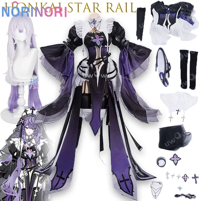 Serie Cosplay del Gioco: Honkai: Star Rail Black Swan Eden Of Blessed Insigh Nun Costume Cosplay Set Completo Sexy per Feste di Halloween
