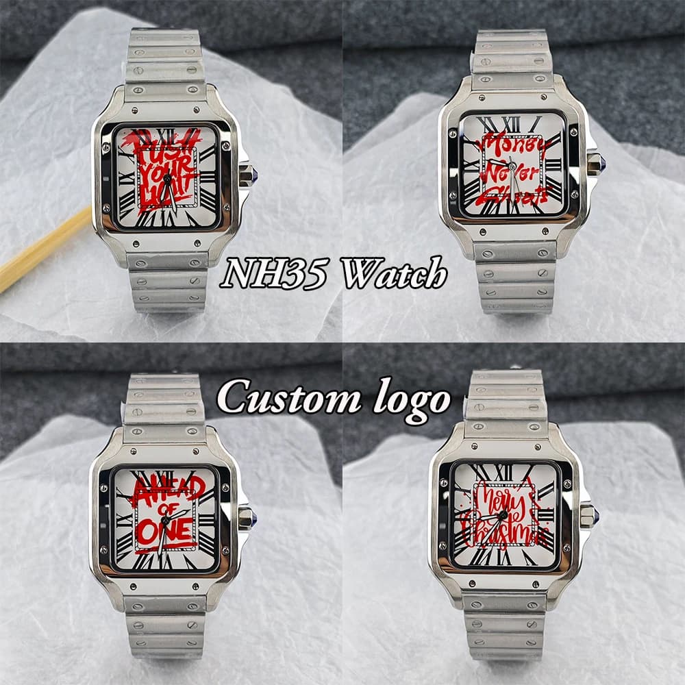 New NH35 watch with custom logo, men's automatic watch, 38 mm stainless steel watch, NH35 movement watch