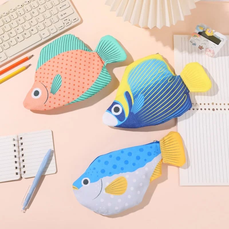 Creative Deep-Sea Fish Pencil Case, Large-Capacity Cartoon Animal Stationery Box, Essential Back-To-School Supplies, Multifunctional Storage Bag, Study Essentials, Animal Theme, Fun Organizer Bag, Durable Fabric, High-Quality Pencil Case, Multifunctional Storage Set, Gift