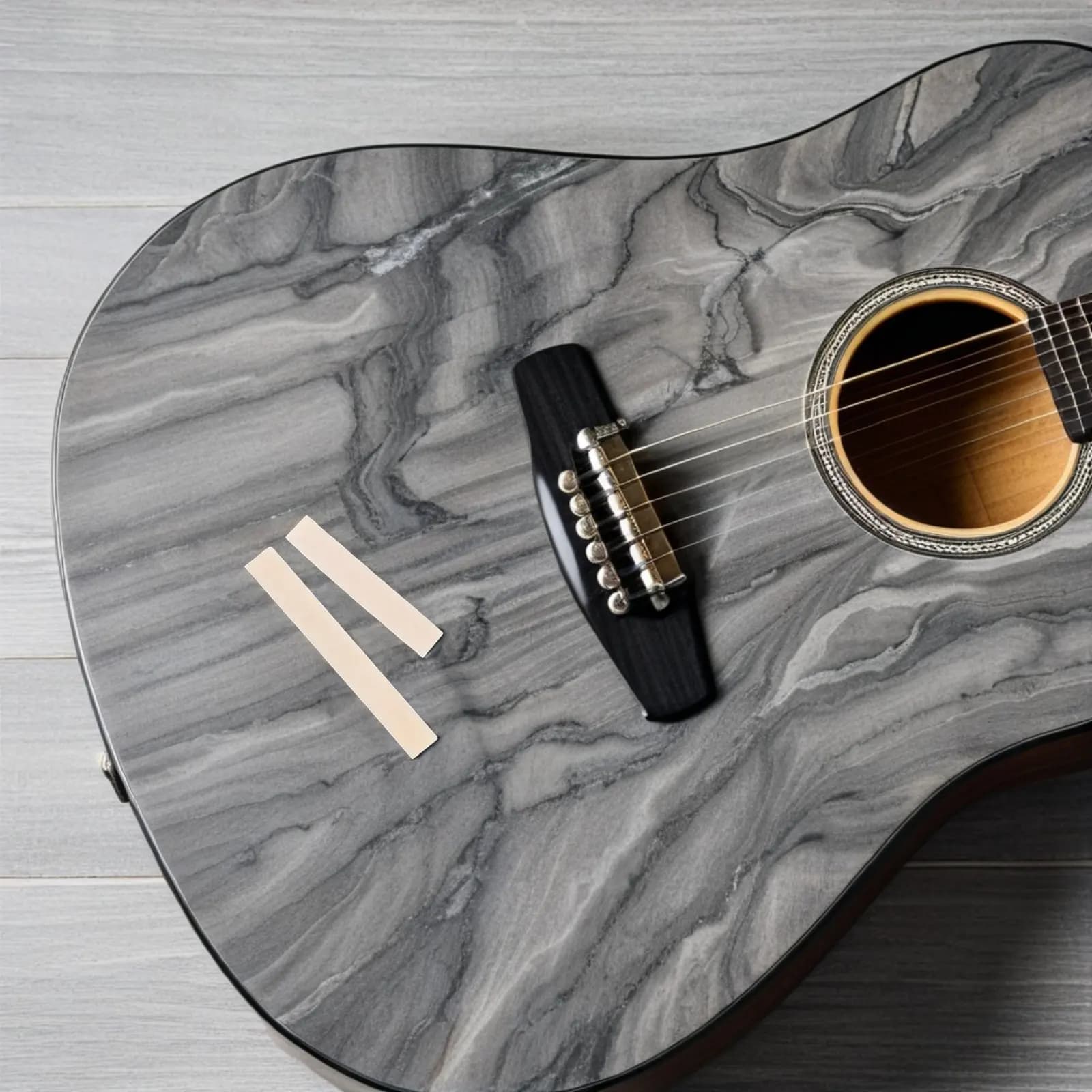 Set di 5 Pezzi in Osso Grezzo per Ponte e Capotasto di Chitarra, Ricambio per Chitarra Acustica, Elettrica, Classica, Mandolino, Banjo, Ukulele - Ricambi per Chitarra