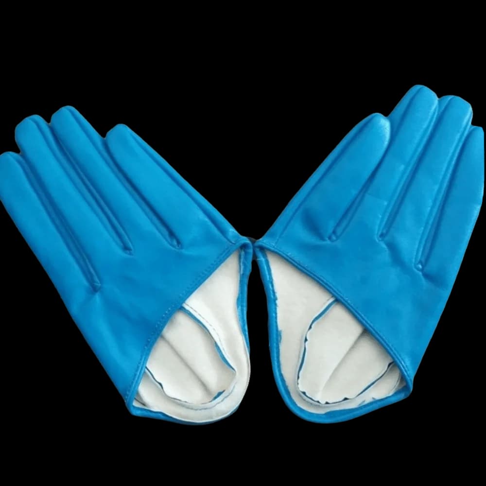 Motor Fingerless Half-palm Gloves PU Leather Hip Pop Five Finger Mittens Solid Color Gothic Patent Leather Gloves Disco Dancing