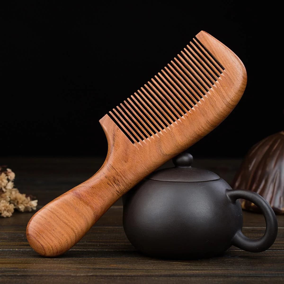 Natural Peach Wood Comb Household Wood Comb Anti static Portable Men's and Women's Long Hair Massage Comb