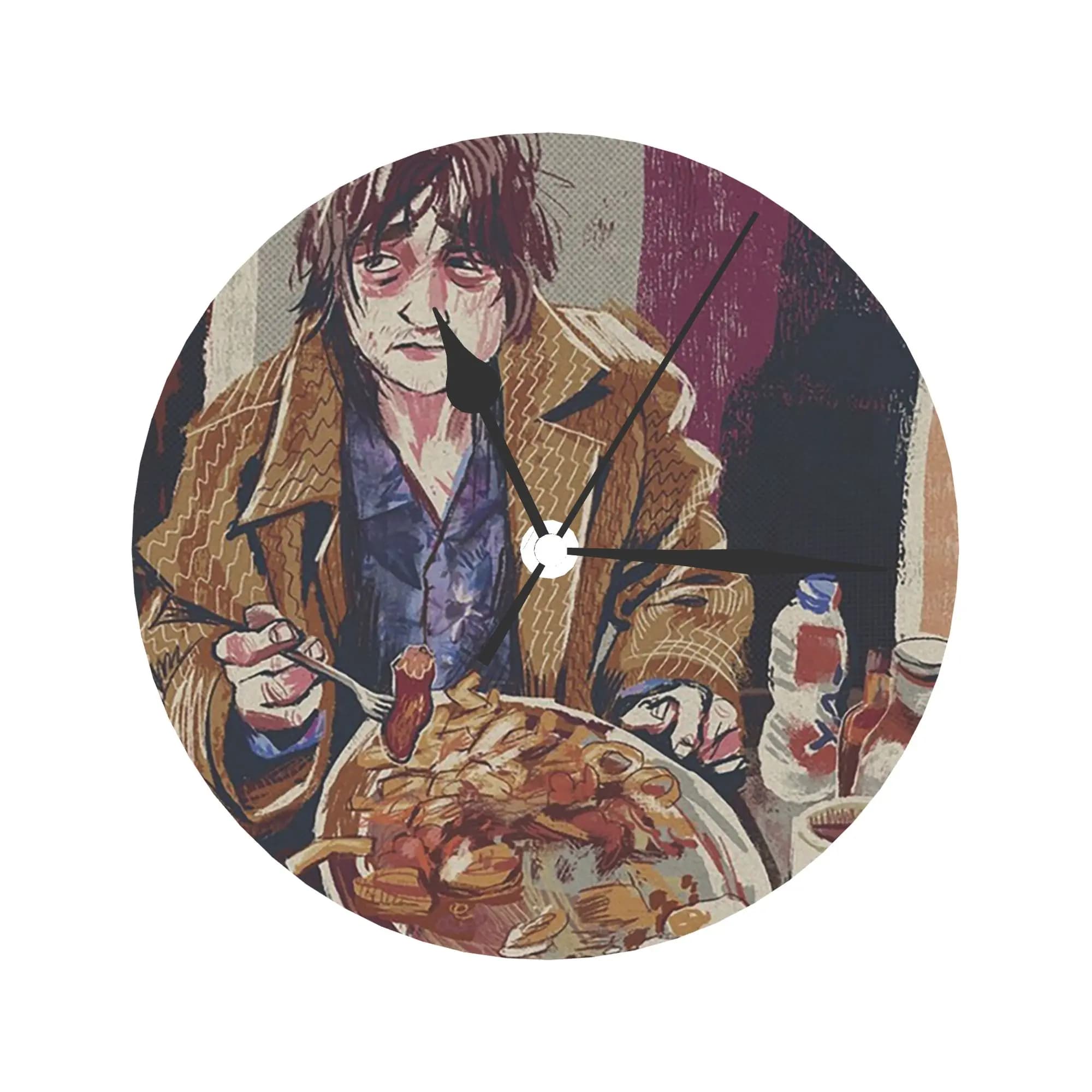 Pete Doherty Demolishing a Great Breakfast Wall Clock Room Decoration Quiet Round Room Clock Living Room Kitchen Home