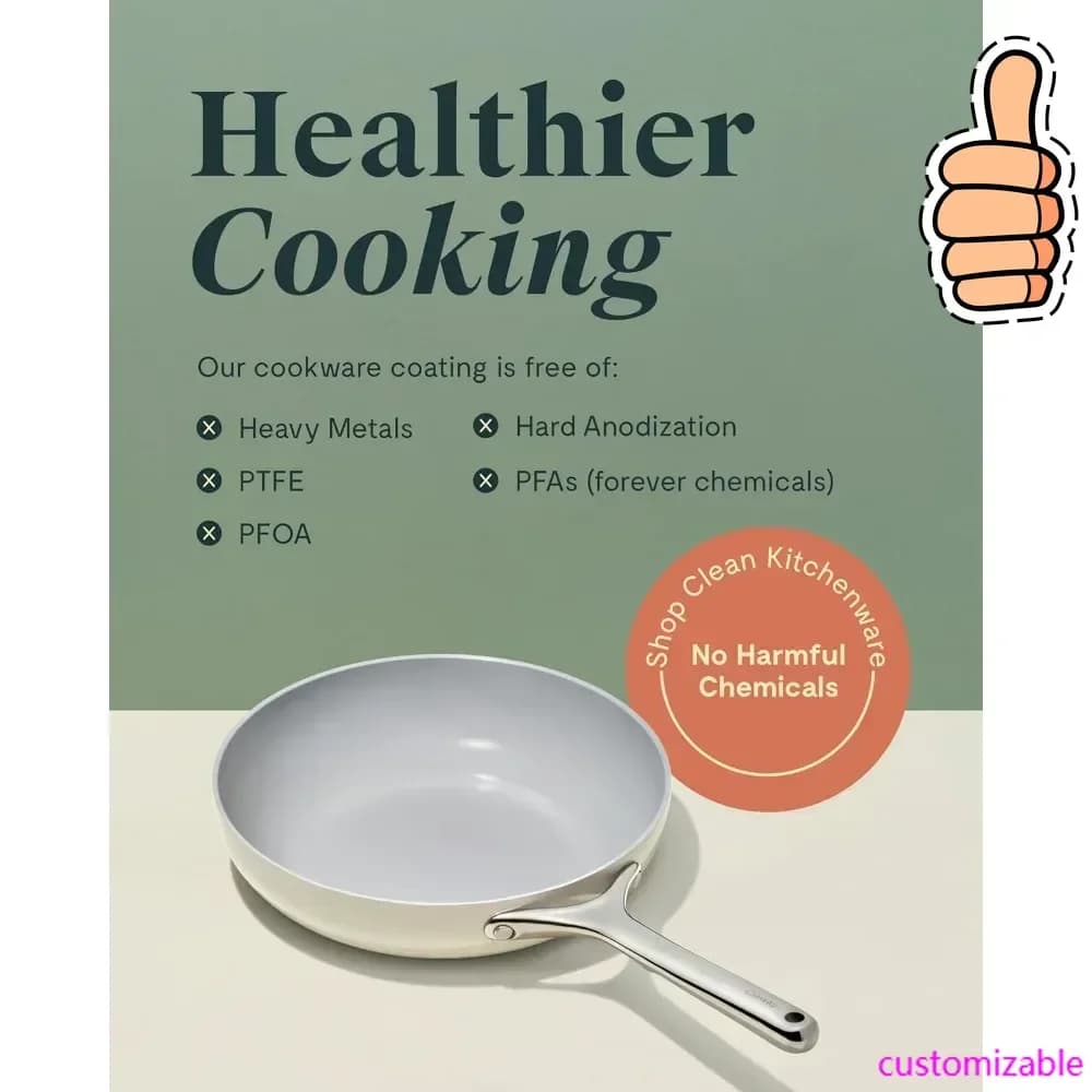 NEW ceramic non-stick pan with glass lid (2,7 qt, 10,5") - Non-toxic, without PTFE and PFOA - Safe and compatible with the oven