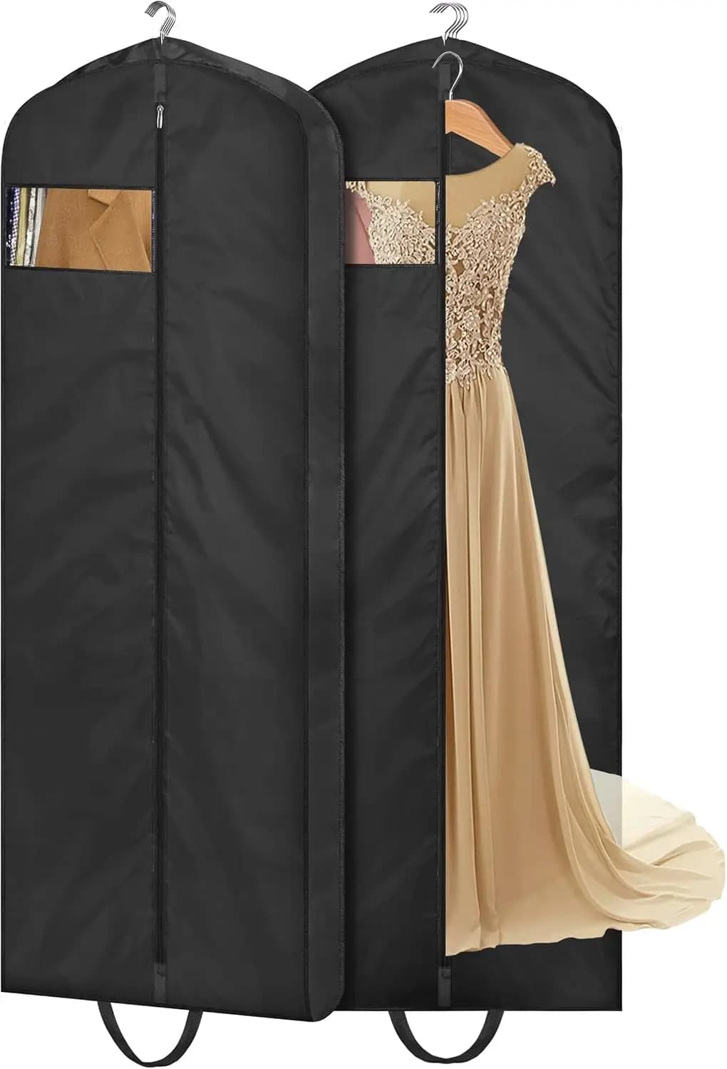 65' Long Garment Bags for Travel Dress Bags for Hanging Clothes 2 Packs Wedding Dress Cover Waterproof Clothes Protector for Clo