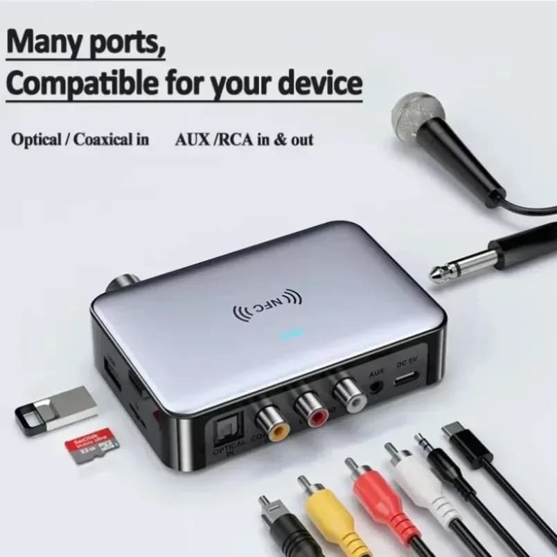 New Arrival Bluetooth 5.1 Audio Adapter Multi-function 2 in 1 Receiver Transmitter NFC for TV Speaker Headphones Car