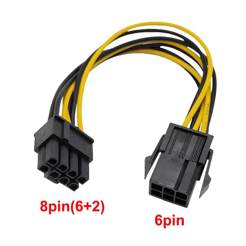 20cm GPU Power Cable 6 Pin Female To 8 (6+2) Pin Male PCI Express Power Converter Cable Video Graphics Card 6P to 8P Power Cable