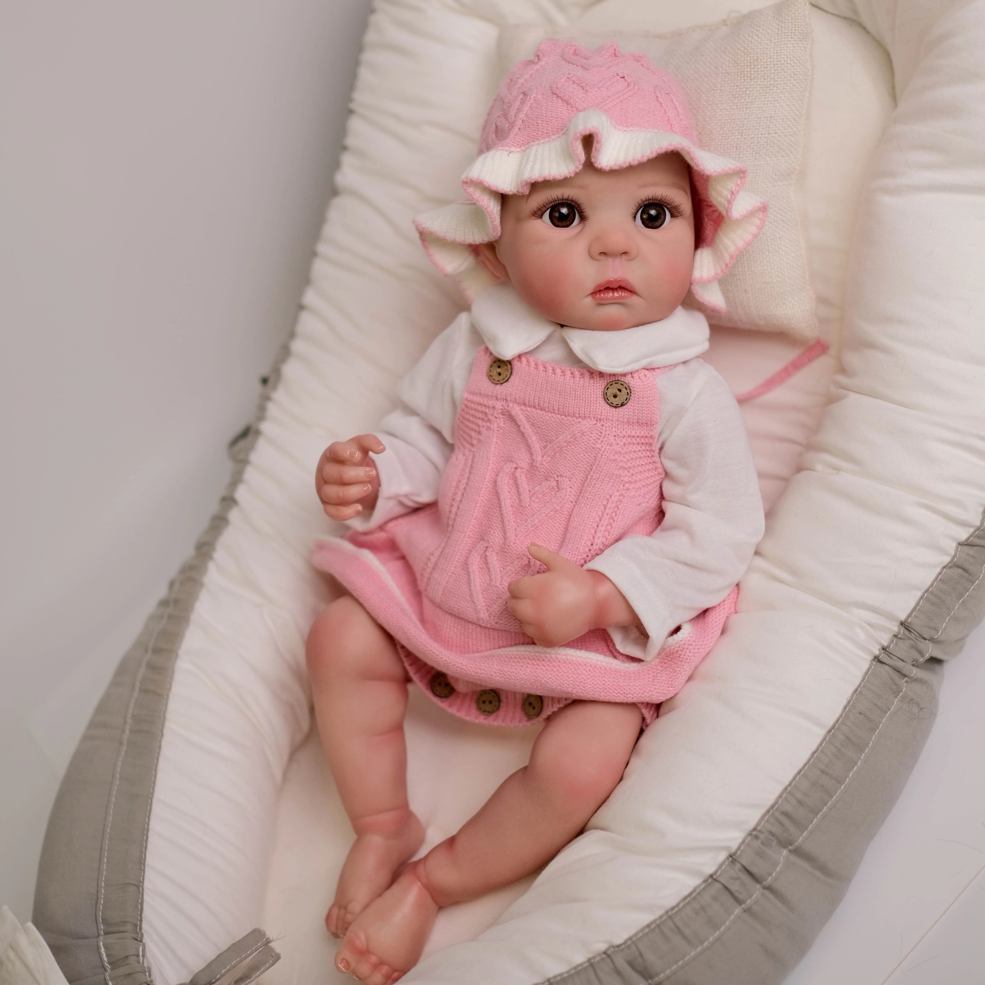NPK 19 pollici Daphnne Full Vinyl Body Reborn Baby Doll con pelle 3D Strati multipli Pittura con vene visibili