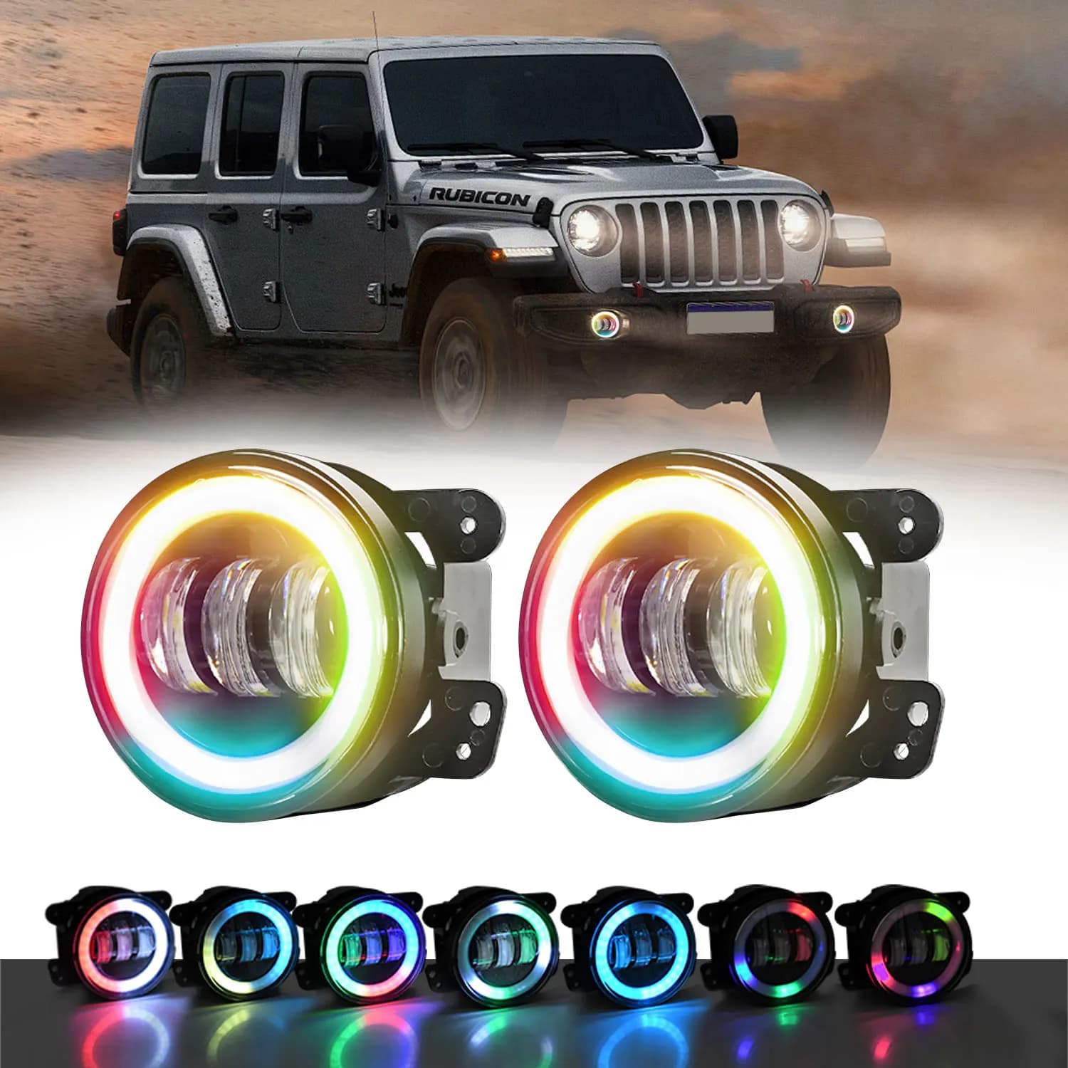 4.5 inches High Fendinebbia Angelo Eye Led Ring Fendinebbia Led Faro Wrangler Jeep Alto DRL for 4 inch Jeep Wrangler JK LED