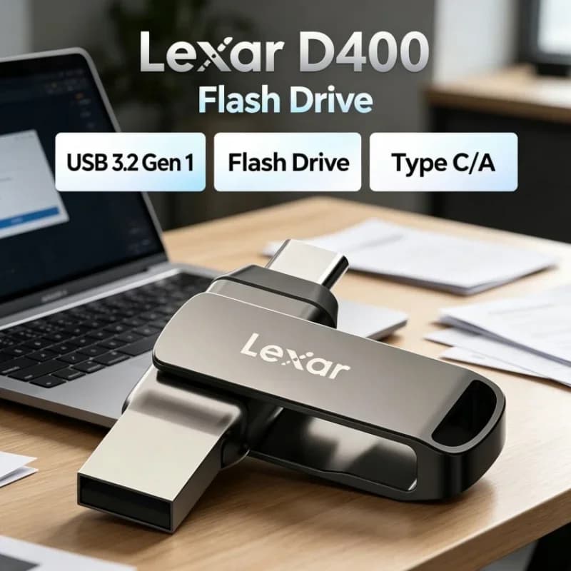 Lexar D400 32GB 64GB 128GB 256GB USB Flash Drive Dual Drive Type C/A Dual Slot USB 3.2 Gen 1 for PC/Mac